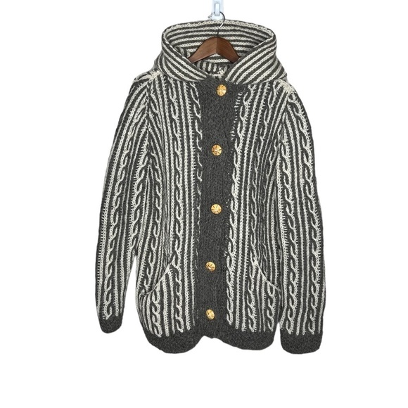 Vintage Handmade Cable Knit Cardigan Sweater - Picture 1 of 15